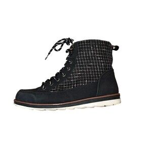 MUK LUKS Women's Sigrid Boots nylon faux fur lined black lace up black tie SZ 8